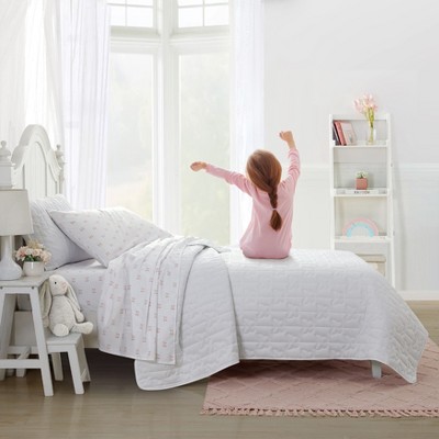 Pink Butterfly Print Twin XL Microfiber Kids Sheet Set