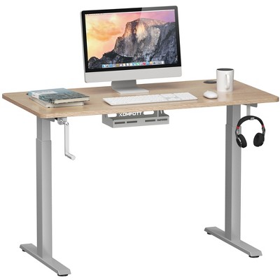 Costway 48'' Sit Stand Desk Adjustable Standing Workstation w/Crank Handle White\Black\Grey