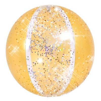 Pool Central 16" Yellow Glitter Inflatable Beach Ball