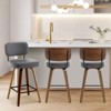 Bekrvio 26"/29” Swivel Bar Stools Set of 3, Upholstered Faux Leather Barstools with Back, Bar Chairs Island Stools for Kitchen Counter - 2 of 4