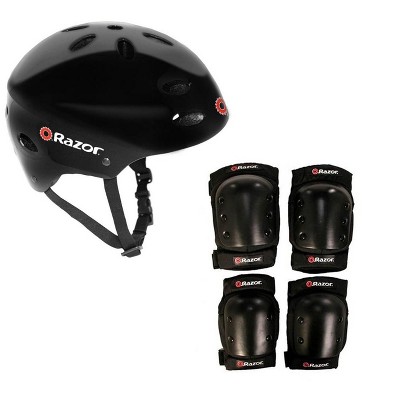 child's helmet and knee pads