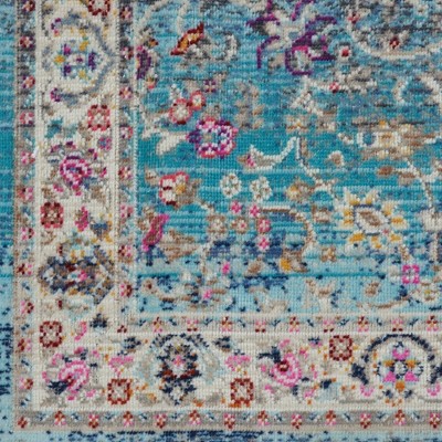 Elegant Vintage Kashan Blue Synthetic 2' x 4' Area Rug
