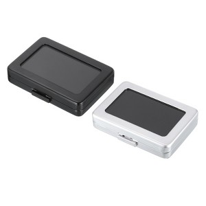 Unique Bargains Stainless Steel Glass Top Lid Jewelry Gemstone Display Box Silver Black - 1 of 4