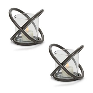 Modern Metal Votive Holder with Glass Insert (Set of 2) - 1 of 3
