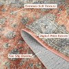6x9 Vintage Floral Rug, Low Pile, Bedroom, Stain-Resistant, Boho Carpet, Non-Slip, Distressed Lightweight Throw for Bathroom, Laundry, Brick Red. - 3 of 4