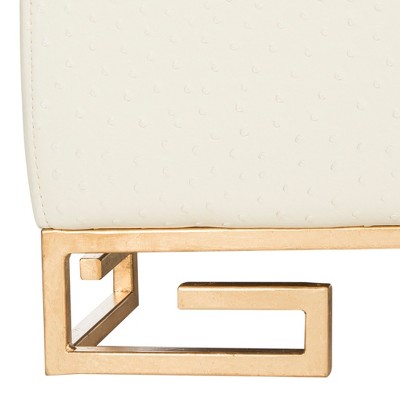 Transitional White & Gold Faux Ostrich Tray Coffee Table