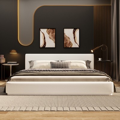 Soft and Comfortable Bed with Velvet Upholstered Headboard,  Platform Bed with Wood Slats for Modern Bedroom-Baofuwish