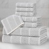 Viscose Cotton Blend Medium Weight Soft Textured Checkered and Ribbed Towel Set by Blue Nile Mills - 2 of 4