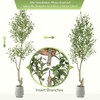 Tall Faux Olive Tree，Tall Faux Olive Tree with White Planter and Green Fake Moss for Home Office Living Room Bedroom Stairs Foyer Decor - 4 of 4