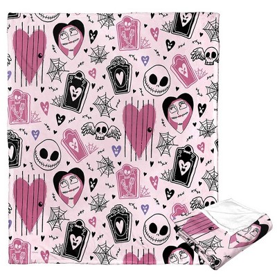 Disney Nightmare Before Christmas Valentines Pattern Silk Touch Throw Blanket 50x60 Inches