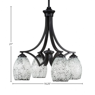 Toltec Lighting Zilo 4 - Light Chandelier in  Matte Black with 5" Black Fusion Shade