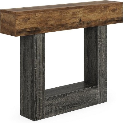 GlasFlength Console Tables Extra Long Farmhouse Style Sofa Table with Rustic Wood Finish for Living Room Entryway, Brown, 62.99"*11.81"*32.28"