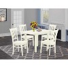 5-Piece Linen White Finish Solid Wood Top - Dining Room Set - Seats 4 - 2 of 4