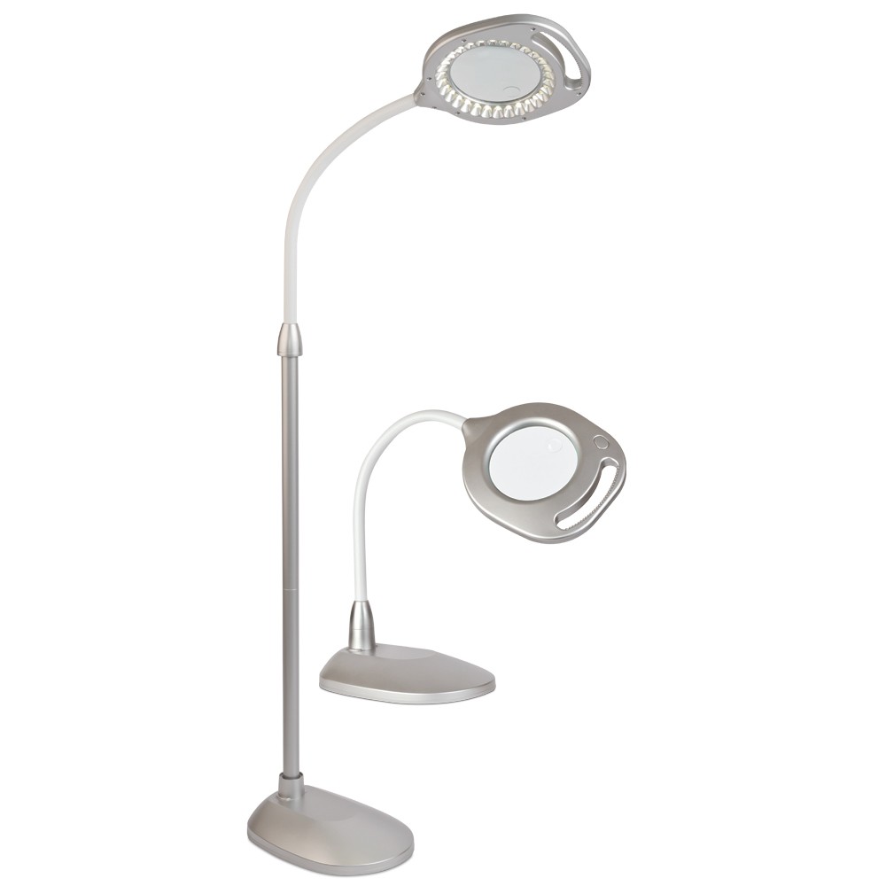 Photos - Floodlight / Street Light 16" 2-In-1 Led Floor Lamp Silver  - OttLite(Includes LED Light Bulb)