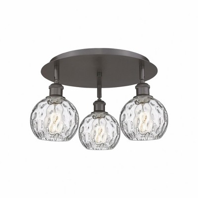 Athens Water Glass - 3 Light Flush Mount In Industrial Style-8.63 Inches Tall and 17.63 Inches Wide