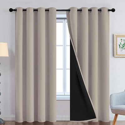Yakamok Room Darkening Thermal Insulated Blackout Curtains for Bedroom (52Wx90L,Natural 2 Panels)