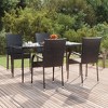 vidaXL Garden Dining Set Black PE rattan, powder-coated steel, glass - 63" table length Black 4 - 2 of 4