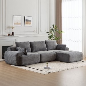 Sapphtopaz Modern Couches for Living Room with Memory Foam Upholstered Sectional Sofa with Corduroy Fabric Deep Loveseat for Living Room - 1 of 4