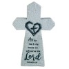 Dicksons As for Me and My House Heart Laser Engraved Smooth Finish Weathered Edges Grey 4 x 7 Resin Tabletop Cross - 2 of 2