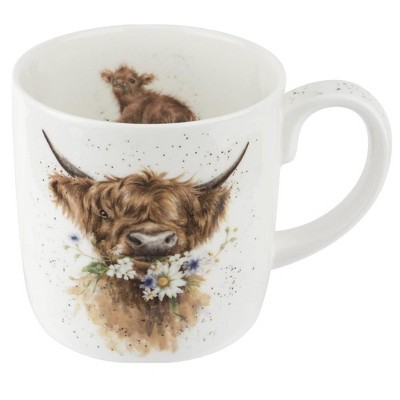Royal Worcester Wrendale Designs 14 oz Mug, Daisy Coo - Fine Bone China with Cow Motif - Woodland Themed Tea Mug for Cozy Cottagecore Homes