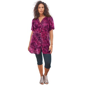 Roaman's Women's Plus Size Plus Size Angelina Tunic Top - 1 of 4