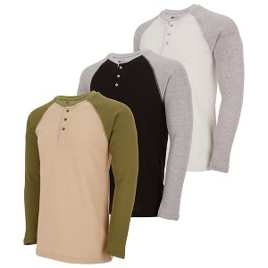 DARESAY Men's Thermal Crew Long Sleeve Henley Tops Base Layer Shirt, Pack of 3 - 1 of 4