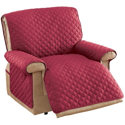 Collections Etc Ultra Reversible Furniture Cover Protector Jumbo Recliner Burgundy/Taupe