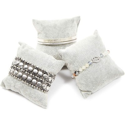 Juvale 12 Pieces Velvet Bracelet Watch Pillow  3" x 3", Jewelry Display for Watches, Bracelets and Other Jewelry, Gray
