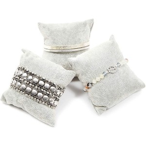 Juvale 12 Pieces Velvet Bracelet Watch Pillow  3" x 3", Jewelry Display for Watches, Bracelets and Other Jewelry, Gray - 1 of 4