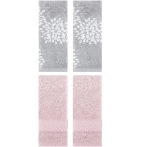 REGALWOVEN 4 Pcs Bathroom Decorative Cotton Soft Absorbent Sold Striped Hand Towel 14" x 30" - 1 of 4