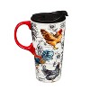 Evergreen Ceramic Travel Cup, 17 OZ. ,w/box, Chicken Collage - 2 of 4