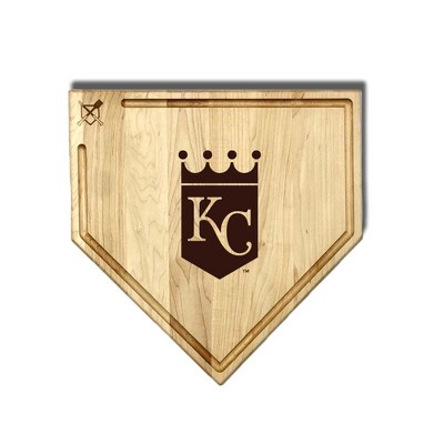MLB 17-Inch Wooden Home Plate Cutting Board w/Trough, Kansas City Royals
