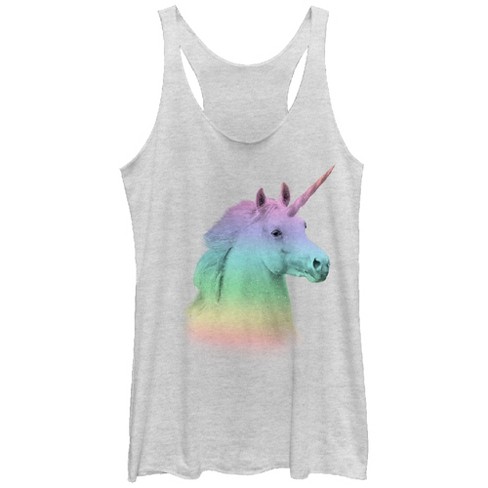 Women's Lost Gods Rainbow Unicorn Racerback Tank Top - White Heather ...