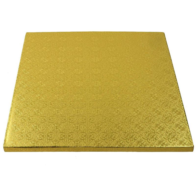 O'Creme Gold Square Cake Pastry Drum Board 1/2 Inch Thick, 16 Inch x 16 Inch - Pack of 5, 3 of 5