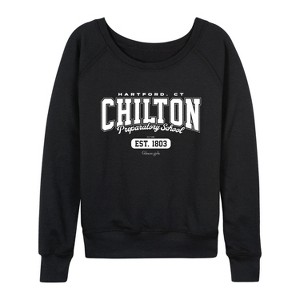 Women's - Gilmore Girls - Chilton Prep Lightweight French Terry Wide Neck Long Sleeve Graphic Shirt - 1 of 4