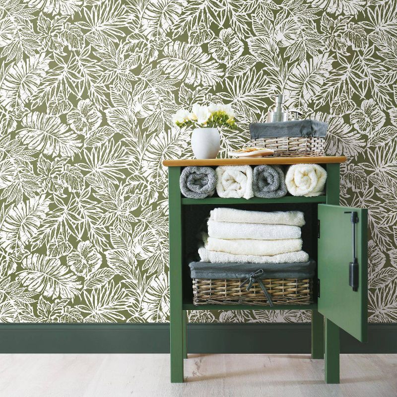 RoomMates Batik Tropical Leaf Peel and Stick Wallpaper, 3 of 10