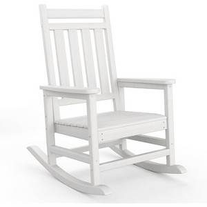 Adirondack Outdoor Rocking Chair, All Weather HDPE Plastic Patio Rocker Chair with Wide Armrests - 1 of 4