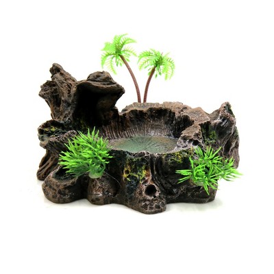 Unique Bargains Resin Lifelike Tree Trunk Design Food Water Bowl Terrarium Decor for Reptiles