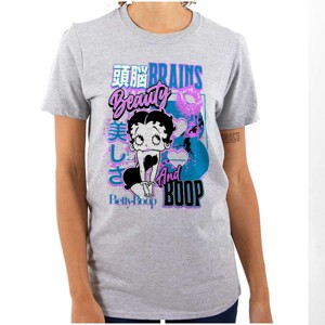 Kanji Betty Boop Beauty and Brains Womens Graphic T Shirt Tees Brisco Brands - 1 of 2