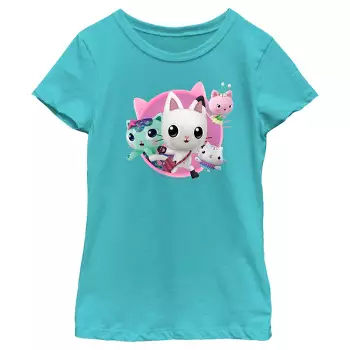 Lijadoras seco Duque Girl's Gabby's Dollhouse Pandy Paws And Friends T-shirt - Tahiti Blue -  Small : Target