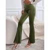 Women's Flare Velvet Corduroy Leggings Elastic High Waist Bootcut Pants Front Split Ribbed Yoga Casual Pants - 3 of 4