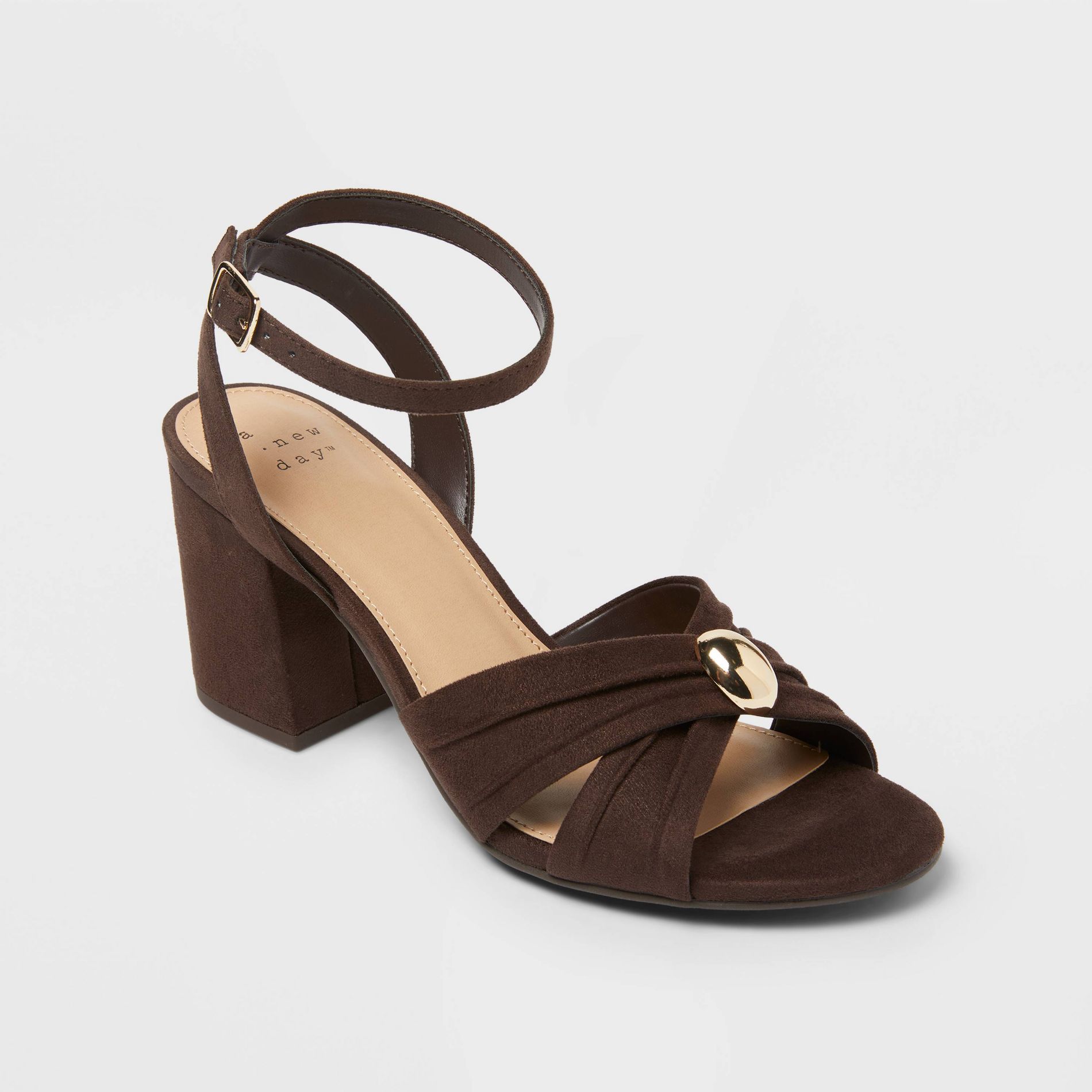 Women’s Bibi Strappy Peep Toe Heels – A New Day™ Brown 9.5