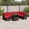 vidaXL 9 Piece Patio Sofa Set with Cushions Brown Poly Rattan - 2 of 4