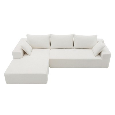 NicBex Modular Sectional Sofa,Chenille L-Shaped Compressed Couch with 2 Pillows for Living Room,Apartment,Office,No Assembly Require,Beige