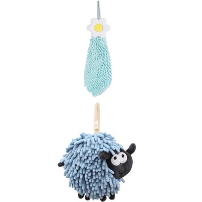 REGALWOVEN Flower and Sheep Shape Absorbent Fast Drying Chenille Hand Towels with Hanging Loop 6" x 15"/7" x 7" 2 Packs