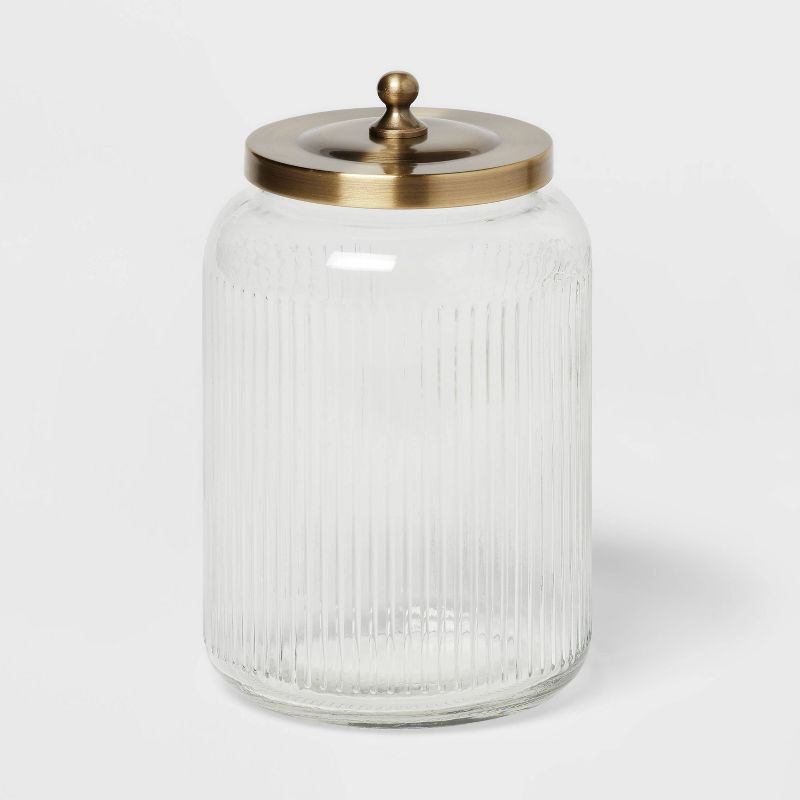 Large Bath Glass Canister Brass - Threshold&#8482;, 4 of 12