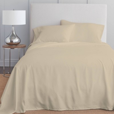 Beige Queen Cotton Deep Pocket Sheet Set with Pillowcases