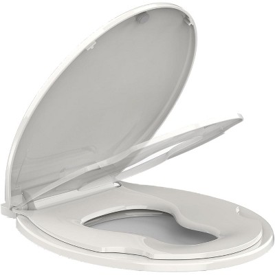 Elongated Toilet Seat with Toddler Seat Built In, Slow Close  Lid, Potty Training Seat for Kids and Adults, Safe PP Material