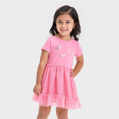 Toddler Girls' Butterfly Tulle Dress - Cat & Jack™ Medium Pink 4T