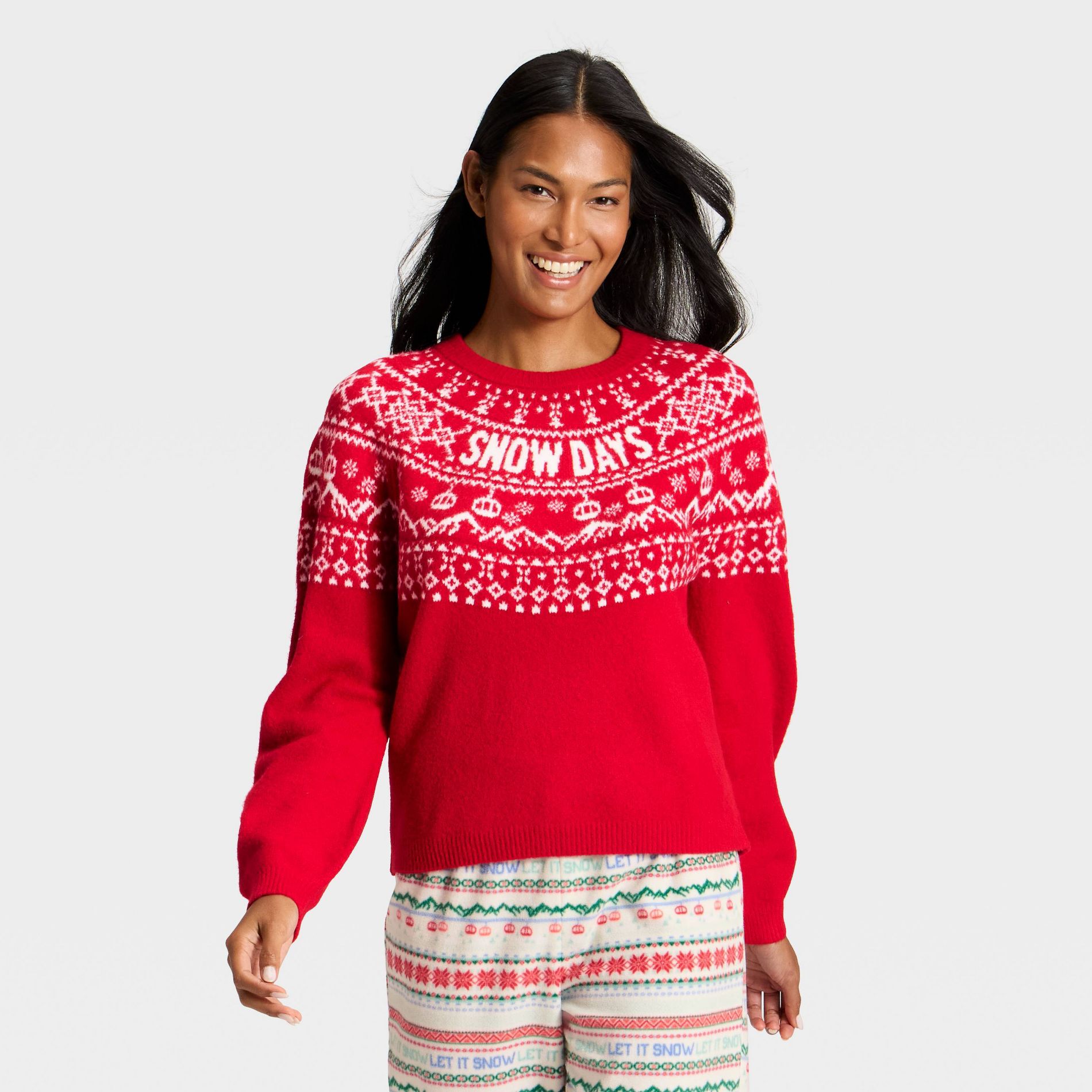 Women's "Snow Days" Fair Isle Holiday Matching Family Sweater - Wondershop™ Red XS